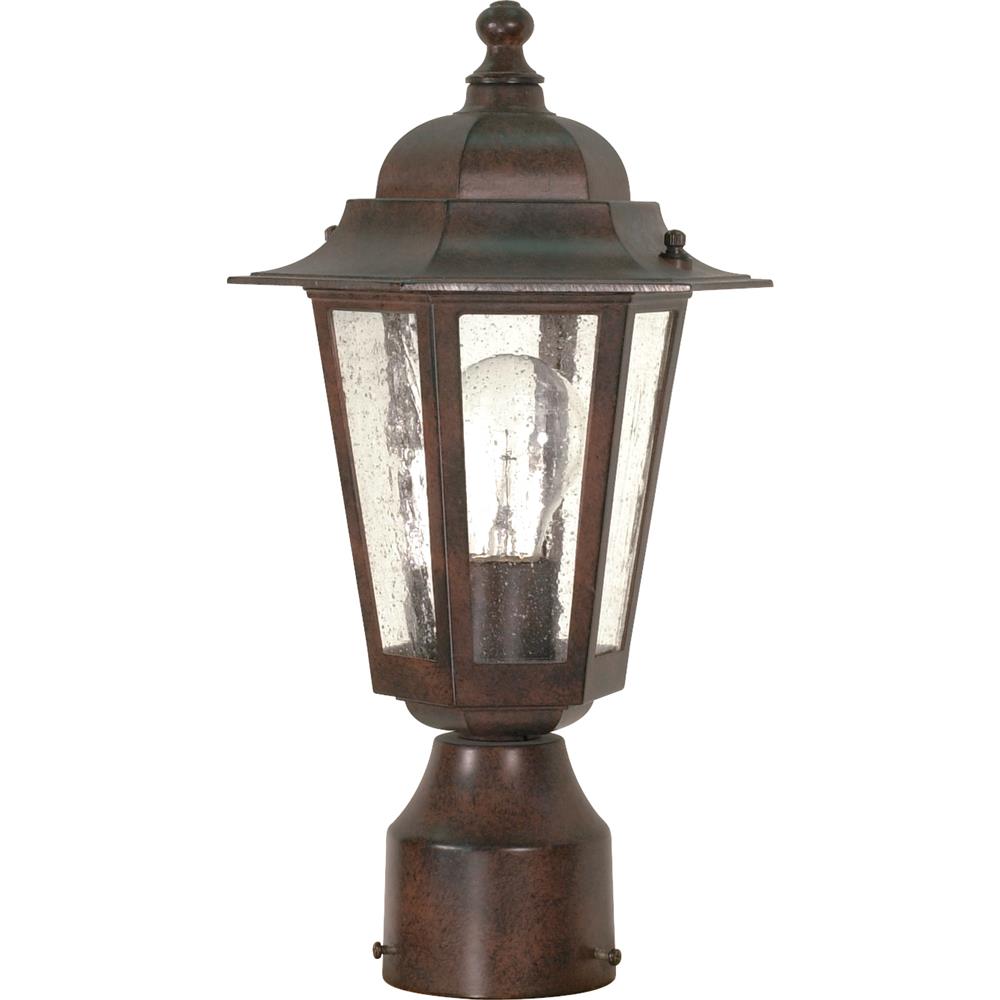 Nuvo Lighting 60/995  Cornerstone - 1 Light - 14" - Post Lantern with Clear Seed Glass in Old Bronze Finish